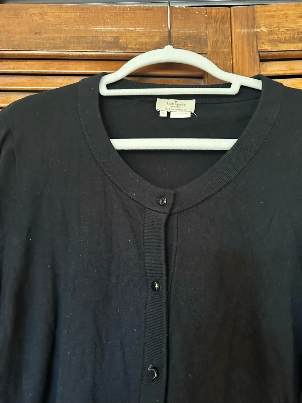 kate spade Somerset Bow Cuff Black Button Classic Cardigan size XL